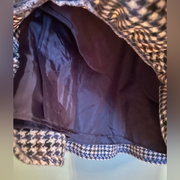 🐻 J Crew teal/brown/tan wool houndstooth peplum mini preppy skirt W:14” L:16” - Picture 3 of 4